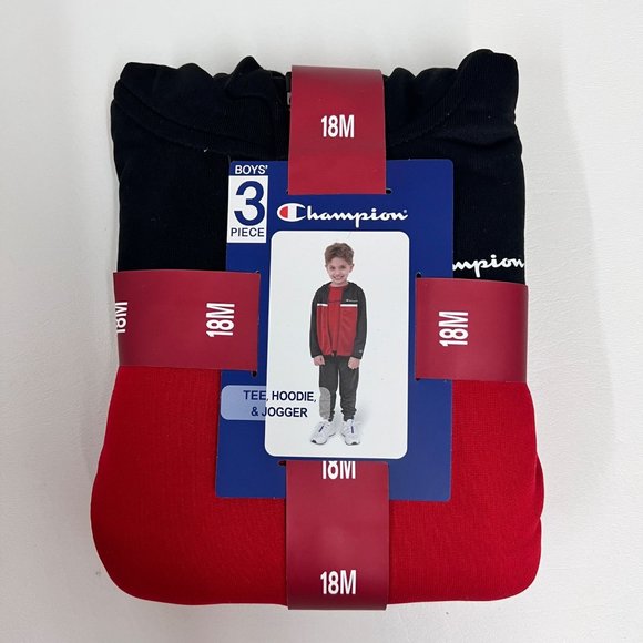 Champion Toddler Boys' 18M Active Hoodie Jogger Pants and T-Shirt Tee Set 18M - Picture 3 of 6